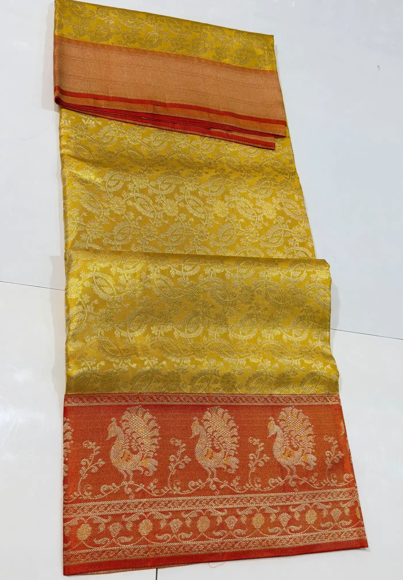Peacock and Floral Zari Kanchipuram Bridal Silk Saree